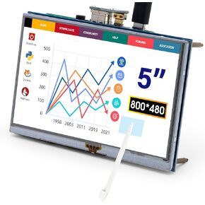 ELECROW 5 Inch Touchscreen for Raspberry Pi Screen 800x480 TFT LCD Screen Monitor Compatible with Raspberry Pi 4 3B+ Black Banana Pi Jetson Nano Windows 11 10 8 7