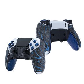 Controller Grips for PS5 DualSense Edge, Skin kit,Anti-Skid, Multi-Texture, Sweat Absorption, Pre-Cut Grips Tape, by SHADOW BOOLT (Grey, Black & Blue)