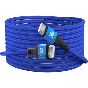 240W 15FT USB C to USB C Cable Nylon Braided USB Type-C Cord Fast Charging for iPhone15/Pro/Plus/Pro Max,Samsung Galaxy S24 S23,MacBook Pro/Air,iPad Pro/Air/Mini 6,iMac, Dell XPS,Switch Blue