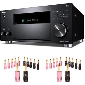 Onkyo TX-RZ50 9.2-Channel 8K/4K Network AV Receiver, 250W Per Channel at 6 Ohms + H&A Speaker Connector Banana Plugs, 12 Pairs