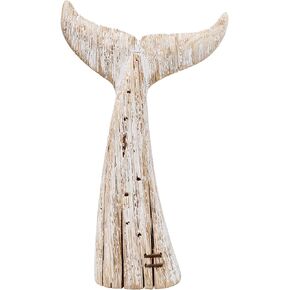 Wooden Whale Tail Decor, Decorative Nautical Whale Rustic Ocean Sea Beach Themed Whale Decoration, Handcrafted Tabletop Nautical Themed Home Decor Bathroom Decor (S)