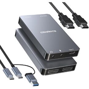 Aluminum HDMI Capture Card, USB 3.0 1080P 60FPS Audio Video Capture Card for Streaming/Gaming/Video Conference, 4K@30Hz Input & Pass-Through Capture Card for Nintendo Switch/PS5/Xbox/Camera/PC
