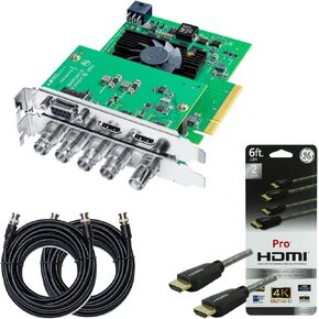 حزمة بطاقات التقاط DeckLink 8K Pro G2 من Blackmagic Design مع كابل HDMI ممتاز بطول 6 أقدام مع إيثرنت (فضي، عبوتان) وكابل فيديو SDI BNC إلى BNC بطول 25 قدمًا (عبوة من قطعتين) (4 عناصر) in Kuwait