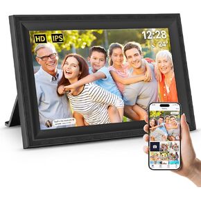 Digital Picture Frame WiFi Grey Send Photos from Phone16GB Storage Smooth System 10.1inch 1280x800 IPS Touch Screen Digital Photo Frame Auto-Rotate Wall Mountable