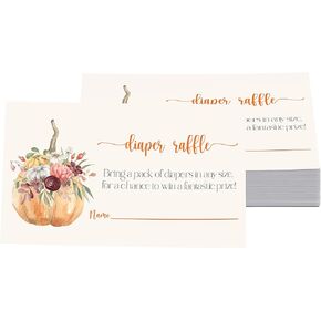 Our Little Pumpkin Diaper Raffle Tickets, Gender Neutral Baby Shower Games for Prizes, Baby Shower Diaper Raffle Invitation Insert Cards, 25 Pack