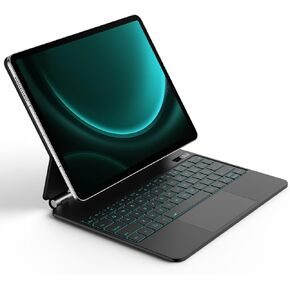 Magic Keyboard for Samsung Galaxy Tab S9+/S9 FE+/S8+/S7+/S7 FE 12.4 inch,12.4" Magnetic Keyboard Case with Floating Cantilever Stand,Anywhere Touchpad with LCD Display & 7 Colors Backlit