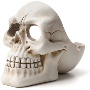 Resin Skull Ashtray Skeletons Figurine Cigarette Ashtray Home Office Bar Nightclub Party Halloween Decor (Black)