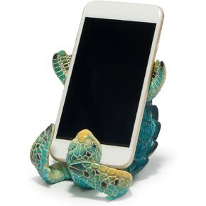 Hodao Sea Turtle Figurines Decoration Turtle Cell Phone Stand Holder for Cellphone Tablet On Desk Summer Ocean Animal Decor Ocean Style Phone Holder for Home Office Decoration (Blue-Turtle) in Saudi Arabia