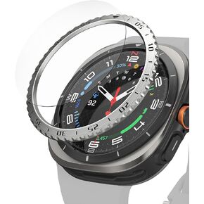 تصميم وزجاج Ringke Bezel [إطار أنيق من الفولاذ المقاوم للصدأ + زجاج] متوافق مع حافظة Samsung Galaxy Watch Ultra وواقي الشاشة، غطاء مضاد للخدش وزجاج مقسى - 47-01 (ST) فضي