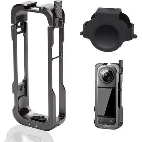 Protective Case Set for Insta360 x4, Metal Camera Frame Cover with Silicone Lens Case Elastic Soft Lens Cap Guard Accessories for Camera, Tight Fit Effective Protection