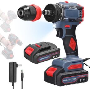 21V 2in1 Lithium Drill Electric Screwdriver Power Tool 55Nm Torque Brushless Motor Practical Screw Driver for Home Appliances Furniture Installation Automotive Electronics Repairing