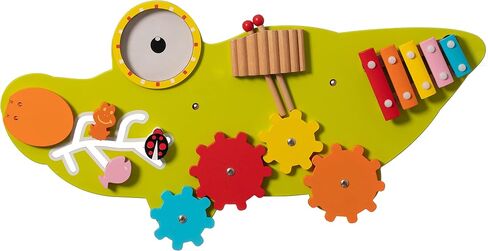 Wooden Alligator Sensory Wall Mounted Learning Activity Center for Playroom, Nursery, Preschool, and Doctors' Office in Saudi Arabia