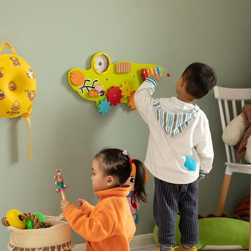 Wooden Alligator Sensory Wall Mounted Learning Activity Center for Playroom, Nursery, Preschool, and Doctors' Office in Saudi Arabia