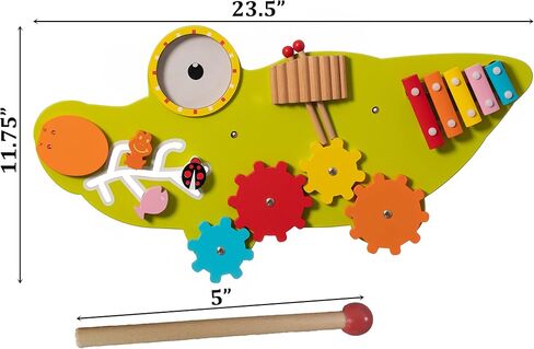 Wooden Alligator Sensory Wall Mounted Learning Activity Center for Playroom, Nursery, Preschool, and Doctors' Office in Saudi Arabia