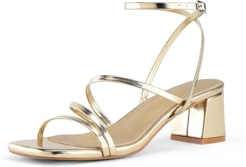 Shoe'N Tale Strappy Heels for Women Low Chunky Block Heel Dress Shoes Square Open Toe Ankle Strap Heeled Sandals in Saudi Arabia