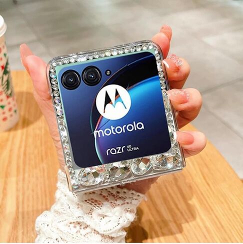 جراب Moto Razr 2024 بتصميم بلينغ جليتر جرلي، جراب هاتف Motorola Razr 2024 لطيف مصنوع يدويًا من حجر الراين المجسم المتلألئ، غطاء نحيف ناعم وشفاف من مادة TPU الماسية لـ Razr 2024 للفتيات والنساء in Kuwait