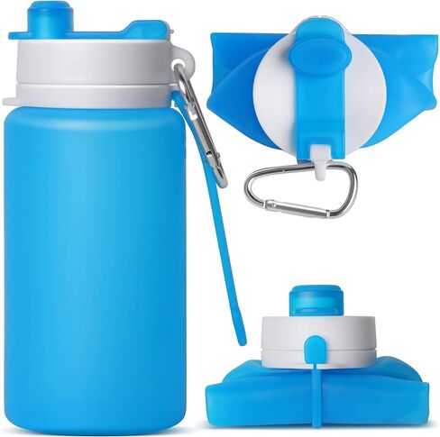 Collapsible Water Bottles(2 Count), MCOMCE Foldable Water Bottles for Travel & Collapsable Water Bottle with Clip for Backpack, Portable Silicone Water Bottle, Collapse Water Bottles for Travel in Saudi Arabia