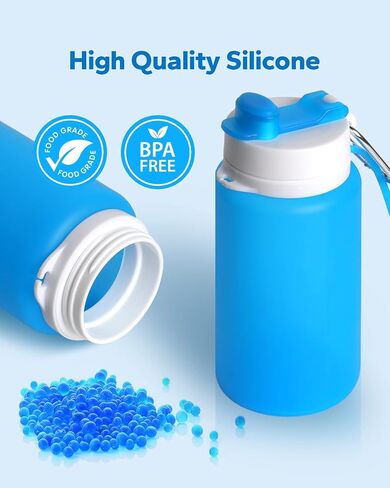 Collapsible Water Bottles(2 Count), MCOMCE Foldable Water Bottles for Travel & Collapsable Water Bottle with Clip for Backpack, Portable Silicone Water Bottle, Collapse Water Bottles for Travel in Saudi Arabia