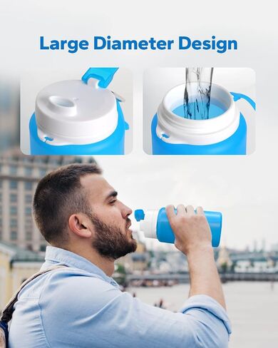 Collapsible Water Bottles(2 Count), MCOMCE Foldable Water Bottles for Travel & Collapsable Water Bottle with Clip for Backpack, Portable Silicone Water Bottle, Collapse Water Bottles for Travel in Saudi Arabia