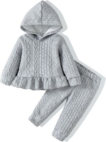 Renotemy Baby Girl Clothes Cute Fall Winter Toddler Girls Outfits 3M-3T | Newborn Baby Girl Winter Clothes,Fall Winter Long Sleeve Button Sweatsuit ,Infant Toddler Girls Sweatshirts Sets in Saudi Arabia