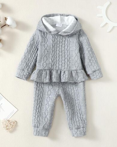 Renotemy Baby Girl Clothes Cute Fall Winter Toddler Girls Outfits 3M-3T | Newborn Baby Girl Winter Clothes,Fall Winter Long Sleeve Button Sweatsuit ,Infant Toddler Girls Sweatshirts Sets in Saudi Arabia