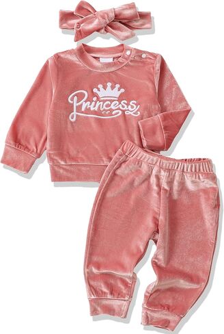 Renotemy Newborn Infant Baby Girl Clothes Outfits Fall Winter Long Sleeve Sweatshirts Pants Cute Baby Girl Outfits Set in Kuwait
