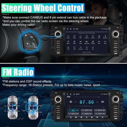 ستيريو سيارة AWESAFE Android لسيارة Jeep Wrangler Radio Chrysler Dodge Ram 1500 مع Carplay اللاسلكي، شاشة لمس 7 بوصة لراديو سيارة Jeep مع WiFi GPS Navigation راديو FM + كاميرا احتياطية in Saudi Arabia