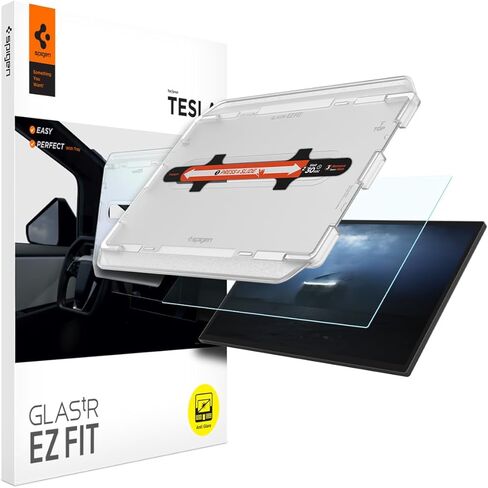 واقي شاشة من الزجاج المقوى من Spigen [Glas.tR EZ FIT] مصمم لشاشة لمس لوحة القيادة Tesla Cybertruck (2024) مقاس 18.5 بوصة - غير لامع/مضاد للوهج/مضاد لبصمات الأصابع in Saudi Arabia