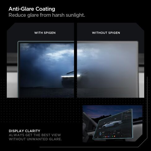 واقي شاشة من الزجاج المقوى من Spigen [Glas.tR EZ FIT] مصمم لشاشة لمس لوحة القيادة Tesla Cybertruck (2024) مقاس 18.5 بوصة - غير لامع/مضاد للوهج/مضاد لبصمات الأصابع in Saudi Arabia