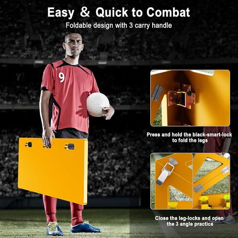 𝙉𝙀𝙒 3-in-1 Soccer Rebounder Board, 3-Angles Bounce Back Rebound Wall, 32 x 12 Inch Foldable Soccer Goal Training Equipment, Soccer Shooting Practice Trainer Gift for Athletes & Goalkeeper in Saudi Arabia