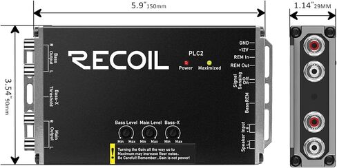 Recoil PLO2 محول إخراج خط ثنائي القناة مع تقنية تعزيز الجهير مع مقبض جهير عن بعد وفولتميتر in Kuwait
