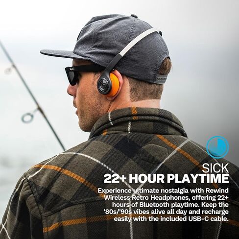 سماعات JLab Rewind 2 اللاسلكية الرجعية، وقت تشغيل يزيد عن 20 ساعة، دعم التطبيق، بلوتوث متعدد النقاط + مشاركة لاسلكية، صوت EQ3 مخصص، عناصر تحكم في الموسيقى، تصميم إرتداد 80s 90s، أسود in Kuwait