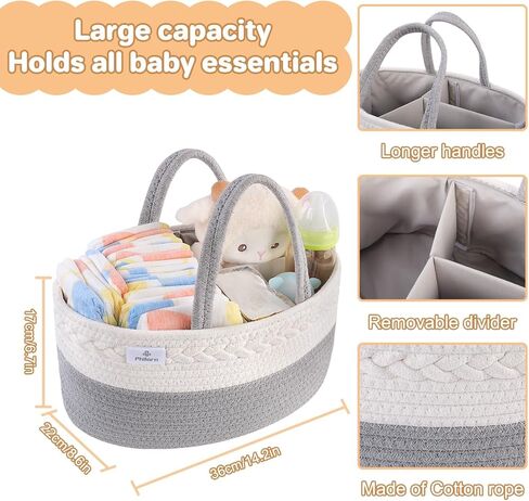 منظم حفاضات فيلورن، علبة حفاضات أطفال ممتدة مقاس 15 بوصة مع فواصل، علبة حفاضات للسيارة، علبة حفاضات لتغيير الطاولة، منظم علبة حفاضات من اللباد مع مقبض، هدايا استحمام الطفل in Kuwait