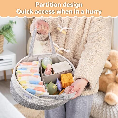 منظم حفاضات فيلورن، علبة حفاضات أطفال ممتدة مقاس 15 بوصة مع فواصل، علبة حفاضات للسيارة، علبة حفاضات لتغيير الطاولة، منظم علبة حفاضات من اللباد مع مقبض، هدايا استحمام الطفل in Kuwait