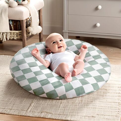 Newborn Lounger Cover Removable Cover Ultra Soft Comfortable Lounger Slipcover Removable Cover for Infant Lounger Pillow, Light Brown Checkerboard (Lounger Pillow Not Included) in Saudi Arabia
