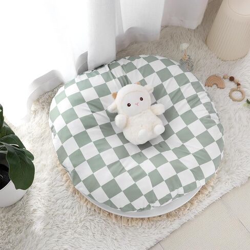 Newborn Lounger Cover Removable Cover Ultra Soft Comfortable Lounger Slipcover Removable Cover for Infant Lounger Pillow, Light Brown Checkerboard (Lounger Pillow Not Included) in Saudi Arabia