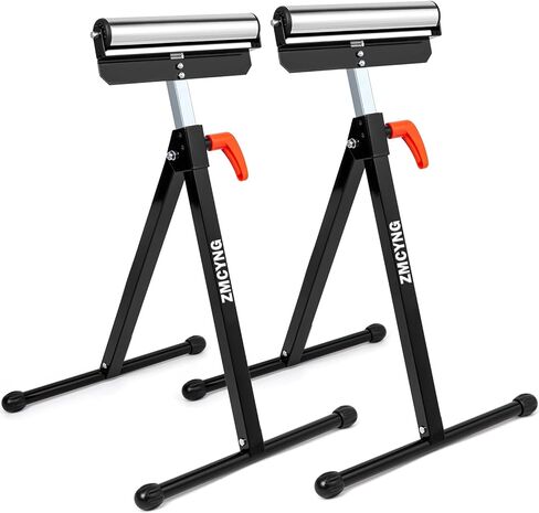 حامل دوار - 2 حامل دوار للأعمال الخشبية، حامل دوار فولاذي قابل للطي بارتفاع 27-43 بوصة، حامل دعم بكرة منشار الطاولة للأعمال الخشبية الخارجية، سعة تحميل شديدة التحمل 132-198 رطلاً in Kuwait