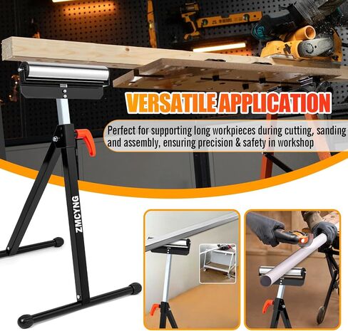 حامل دوار - 2 حامل دوار للأعمال الخشبية، حامل دوار فولاذي قابل للطي بارتفاع 27-43 بوصة، حامل دعم بكرة منشار الطاولة للأعمال الخشبية الخارجية، سعة تحميل شديدة التحمل 132-198 رطلاً in Kuwait