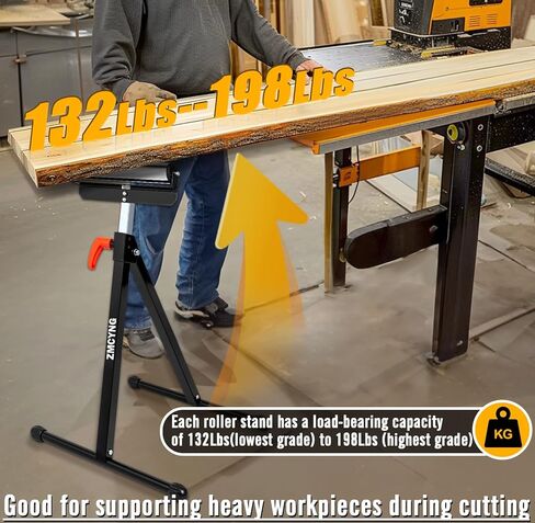 حامل دوار - 2 حامل دوار للأعمال الخشبية، حامل دوار فولاذي قابل للطي بارتفاع 27-43 بوصة، حامل دعم بكرة منشار الطاولة للأعمال الخشبية الخارجية، سعة تحميل شديدة التحمل 132-198 رطلاً in Kuwait