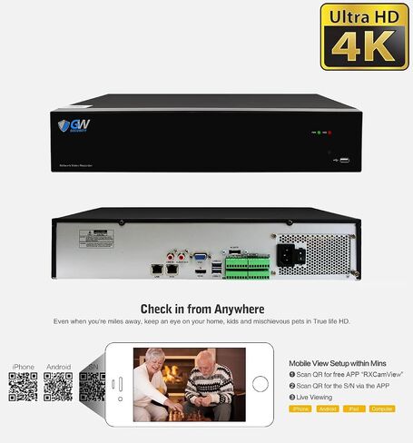 مسجل فيديو GW Security 64 قناة 6K 12MP NVR وحده، يدعم ما يصل إلى 64 × 12MP/8MP 4K/5MP كاميرات IP، ويدعم تخزين يصل إلى 96 تيرابايت (GW5564NSN-V8) in Saudi Arabia