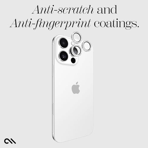 Case-Mate Camera Lens Protector with Aluminum Twinkle Rings for iPhone 16 Pro Max/iPhone 16 Pro - Double Tempered Glass, Anti-Scratch - Ultra HD View with Night Shooting, Case Friendly, Easy Install in Saudi Arabia