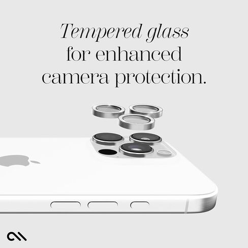 Case-Mate Camera Lens Protector with Aluminum Twinkle Rings for iPhone 16 Pro Max/iPhone 16 Pro - Double Tempered Glass, Anti-Scratch - Ultra HD View with Night Shooting, Case Friendly, Easy Install in Saudi Arabia