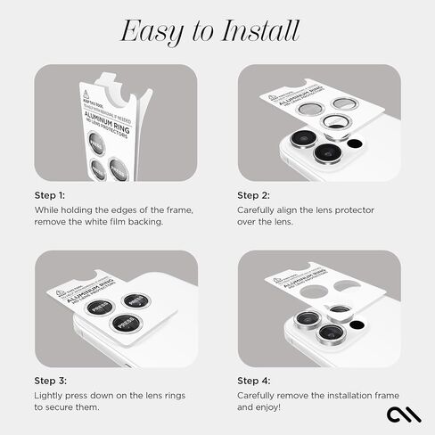 Case-Mate Camera Lens Protector with Aluminum Twinkle Rings for iPhone 16 Pro Max/iPhone 16 Pro - Double Tempered Glass, Anti-Scratch - Ultra HD View with Night Shooting, Case Friendly, Easy Install in Saudi Arabia