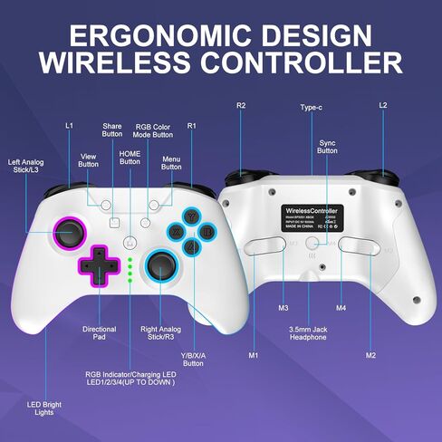 وحدة تحكم Xbox One، وحدة تحكم Xbox اللاسلكية مع ضوء RGB LED، وحدة تحكم Xbox One اللاسلكية لأجهزة Xbox One، Xbox Series X/S، Xbox One X/S، لوحة التحكم عن بعد مع محول لاسلكي 2.4 جيجا، ومقبس صوت 3.5 ملم in Kuwait