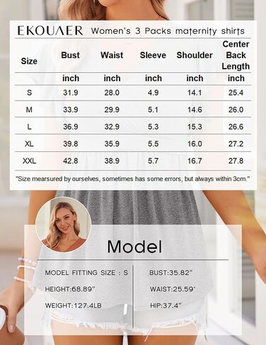 Ekouaer Maternity Shirts Flying Short Sleeve Nursing Tops V Neck Breastfeeding Tees Casual Pregnancy Clothes in Kuwait