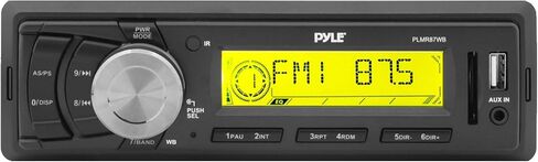 Pyle PLMR87WB 12V Marine Radio Head Unit Receiver, 4 x 40 Watt Power, Auxiliary, USB, RCA Connections, Digital LCD Display, EQ Audio Configuration, Universal Single DIN Design in Saudi Arabia