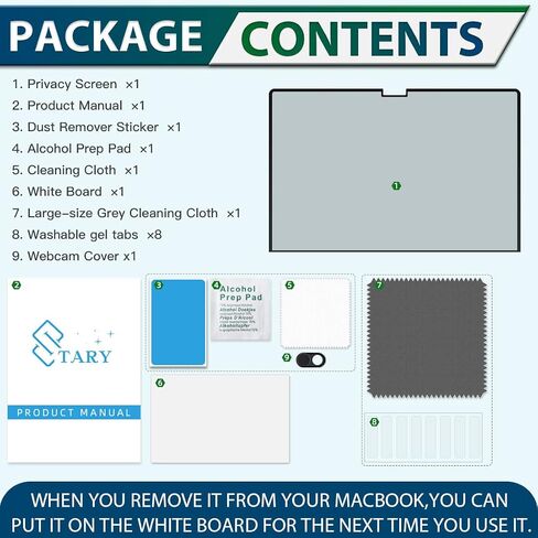 STARY Privacy Screen MacBook Pro 16 Inch 2021-2023 (A2485/A2780/A2991, M1/M2/M3),Removable Anti Glare MacBook Pro 16 Inch Privacy Screen Anti Blue Light Filter for Mac Pro 16.2 In-Easy Installation in Saudi Arabia
