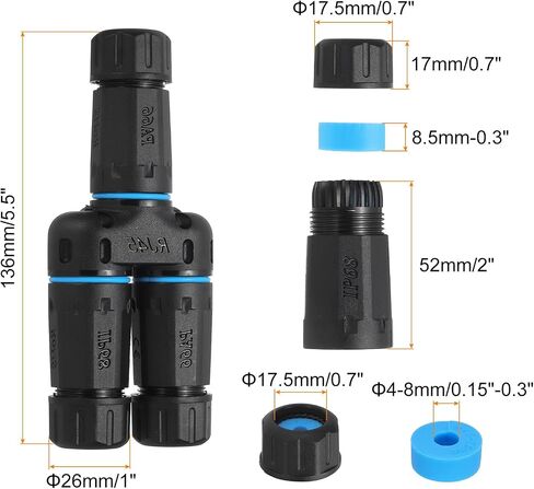 MECCANIXITY Waterproof RJ45 Coupler, Female to Female 1 in 2 Out Splitter Waterproof IP68 Ethernet Outdoor LAN Cable Connector for Cat5/Cat5e/Cat6/Cat7/Cat8 in Saudi Arabia