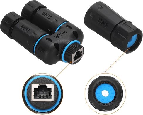 MECCANIXITY Waterproof RJ45 Coupler, Female to Female 1 in 2 Out Splitter Waterproof IP68 Ethernet Outdoor LAN Cable Connector for Cat5/Cat5e/Cat6/Cat7/Cat8 in Saudi Arabia