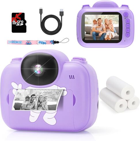 Kids Camera Instant Print, 3.5'' Kids Digital Camera Instant with 1080P HD Photos & Videos, Christmas Birthday Gifts for Girls Boys Age 3-12 (Purple) in Saudi Arabia